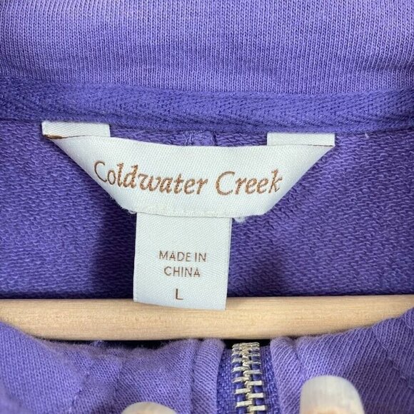 Coldwater Creek Lightweight Full Zip French Terry Jacket L Purple - Picture 7 of 9